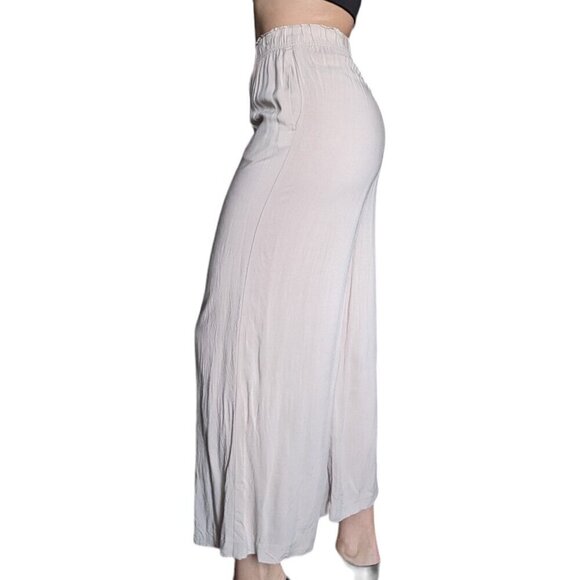 H&M Beige  Wide Leg Flowy Plants with Side Pockets Women Size Small - Picture 2 of 6